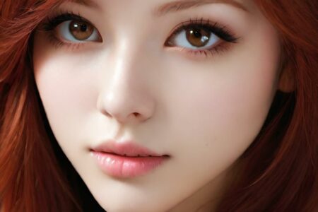 AI girl with red hair wallpaper