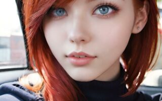 AI girl with red hair wallpaper