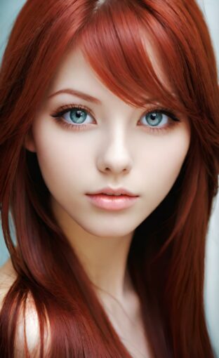 AI girl with red hair wallpaper