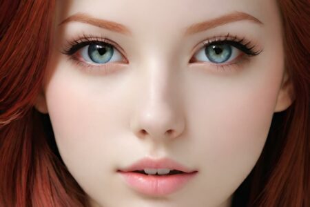 AI girl with red hair wallpaper