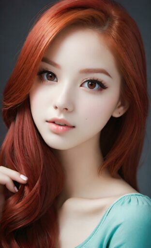 AI girl with red hair wallpaper