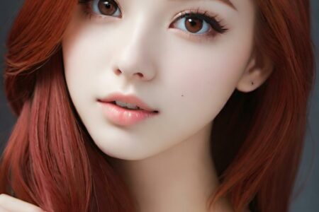 AI girl with red hair wallpaper