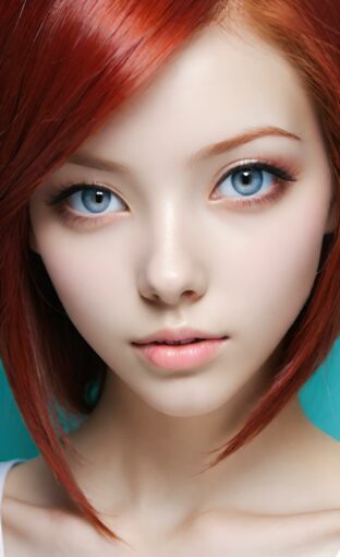 AI girl with red hair wallpaper