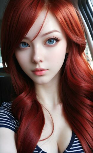 AI girl with red hair wallpaper
