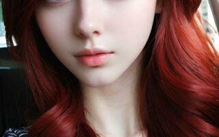 AI girl with red hair wallpaper