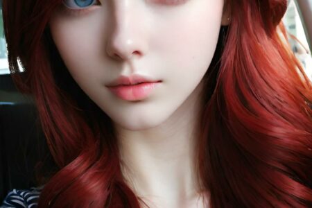 AI girl with red hair wallpaper