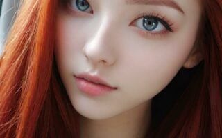 AI girl with red hair wallpaper