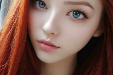 AI girl with red hair wallpaper