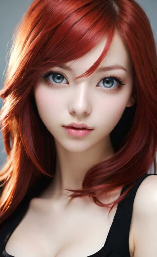 AI girl with red hair wallpaper