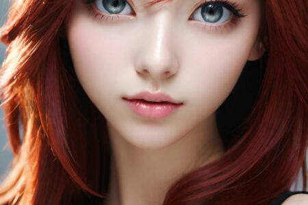 AI girl with red hair wallpaper