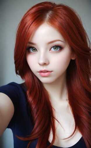 AI girl with red hair wallpaper