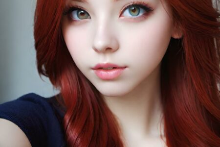 AI girl with red hair wallpaper