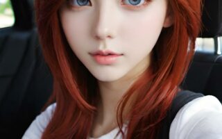 AI girl with red hair wallpaper