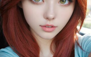 AI girl with red hair wallpaper