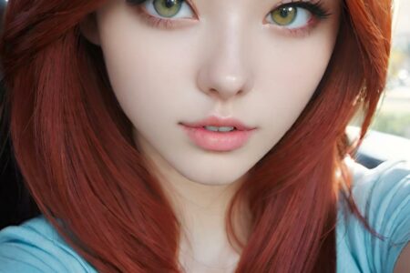 AI girl with red hair wallpaper