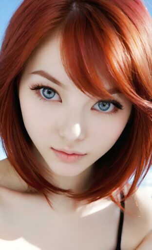 AI girl with red hair wallpaper
