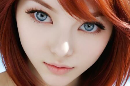 AI girl with red hair wallpaper