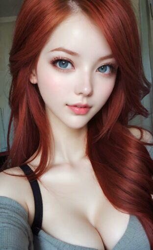 AI girl with red hair wallpaper