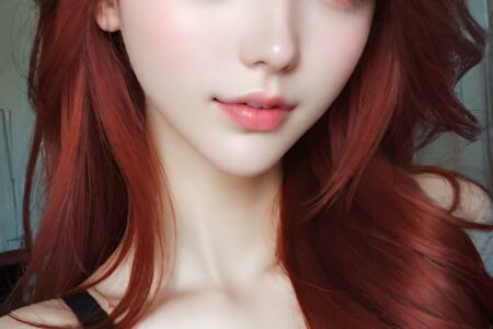 AI girl with red hair wallpaper