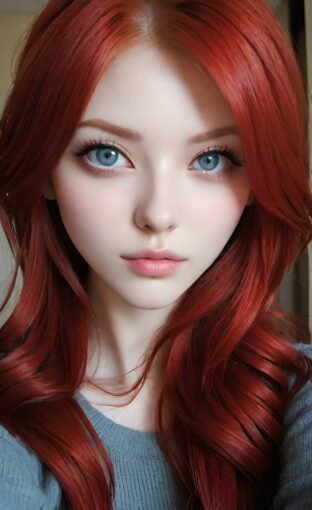AI girl with red hair wallpaper