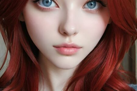 AI girl with red hair wallpaper