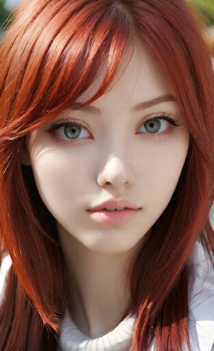 AI girl with red hair wallpaper