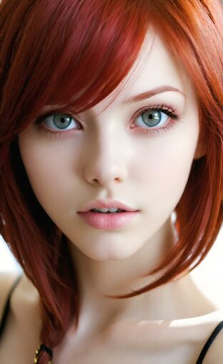 AI girl with red hair wallpaper