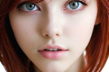 AI girl with red hair wallpaper