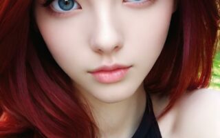 AI girl with red hair wallpaper