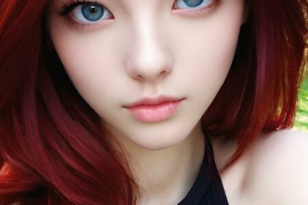 AI girl with red hair wallpaper