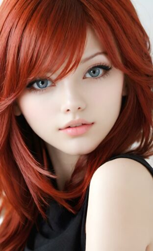 AI girl with red hair wallpaper