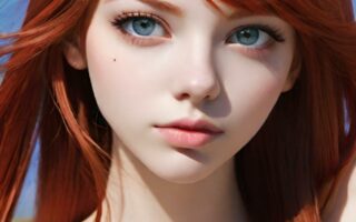 AI girl with red hair wallpaper