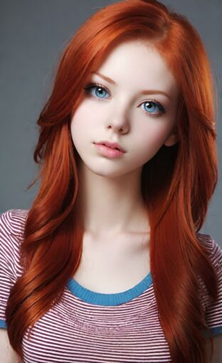 AI girl with red hair wallpaper