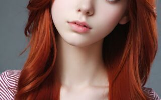 AI girl with red hair wallpaper