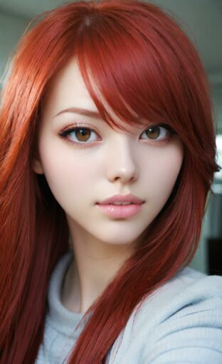 AI girl with red hair wallpaper
