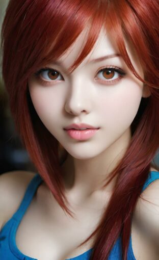 AI girl with red hair wallpaper