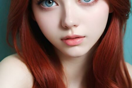 AI girl with red hair wallpaper