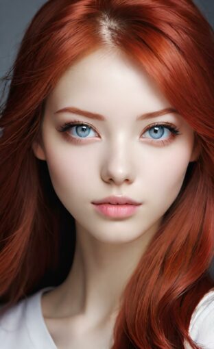 AI girl with red hair wallpaper