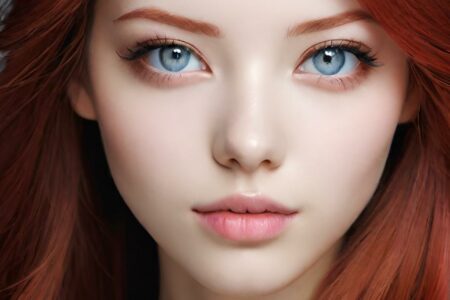 AI girl with red hair wallpaper