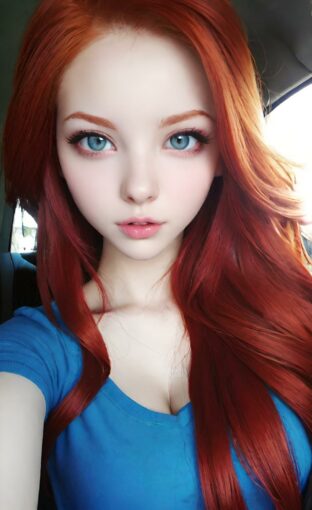 AI girl with red hair wallpaper