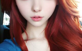 AI girl with red hair wallpaper