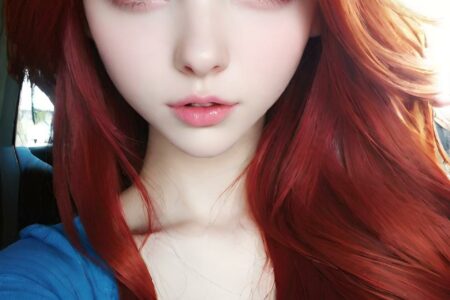 AI girl with red hair wallpaper