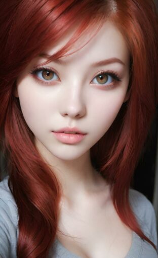 AI girl with red hair wallpaper