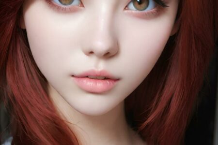 AI girl with red hair wallpaper