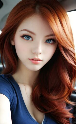 AI girl with red hair wallpaper