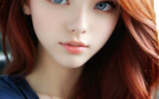 AI girl with red hair wallpaper