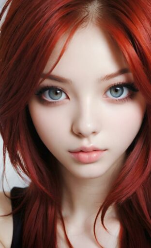 AI girl with red hair wallpaper