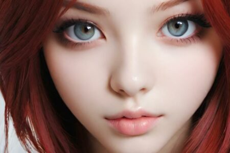 AI girl with red hair wallpaper