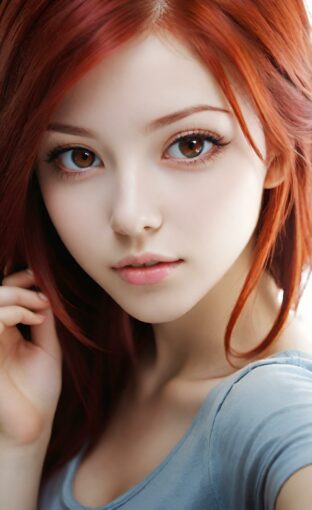 AI girl with red hair wallpaper