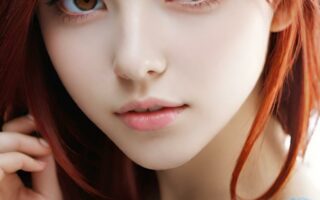 AI girl with red hair wallpaper